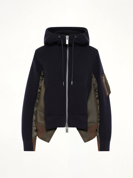 SACAI Sponge Sweat x Nylon Twill Hoodie (Navy)