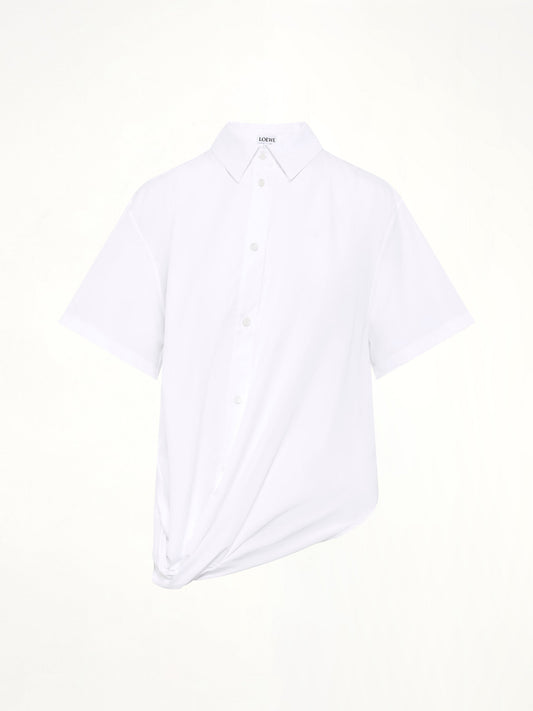 LOEWE Short Sleeve Draped Shirt (White)