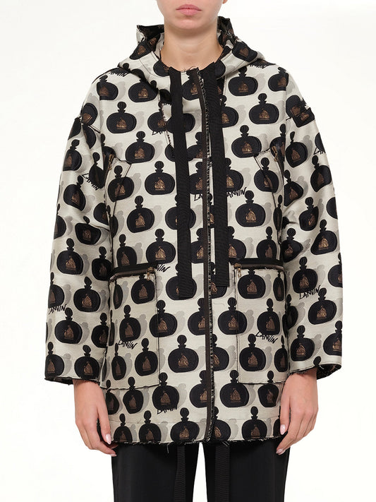 Image of a model wearing Outerwear. Product name - Coat in White colour by brand - LANVIN