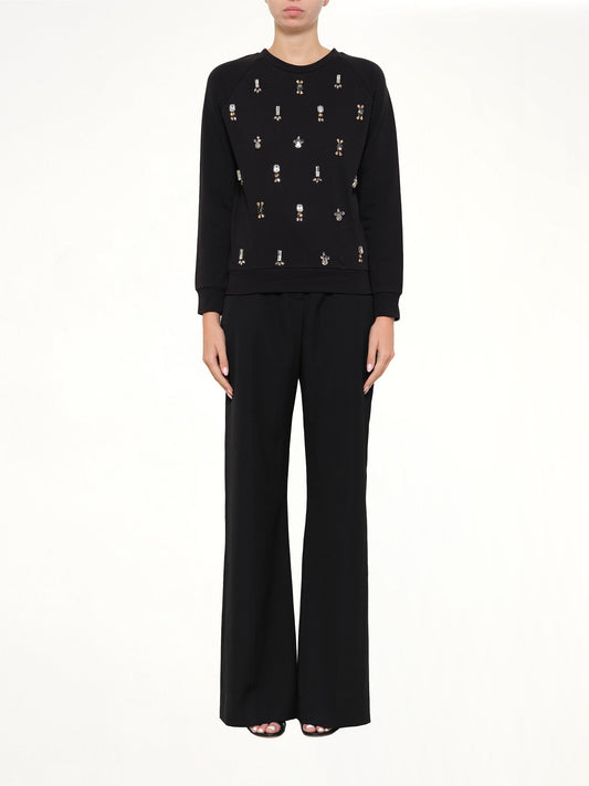 LANVIN Embroidered Jersey Top (Black)