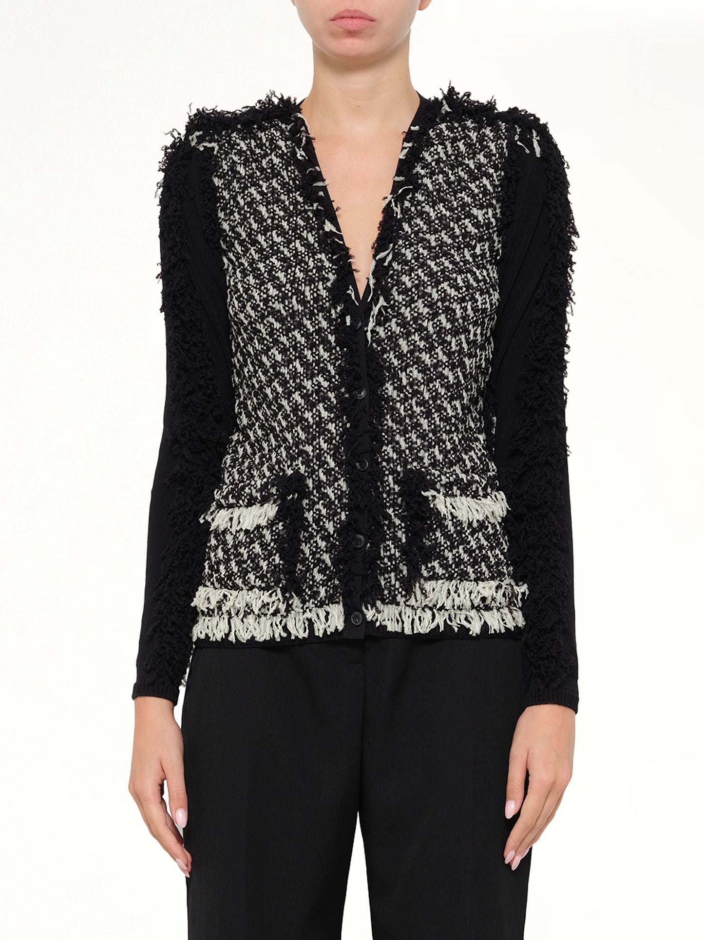 Image of Coats & Jackets. Product name - Lanvin Knitted Jacket in Black colour by brand - LANVIN
