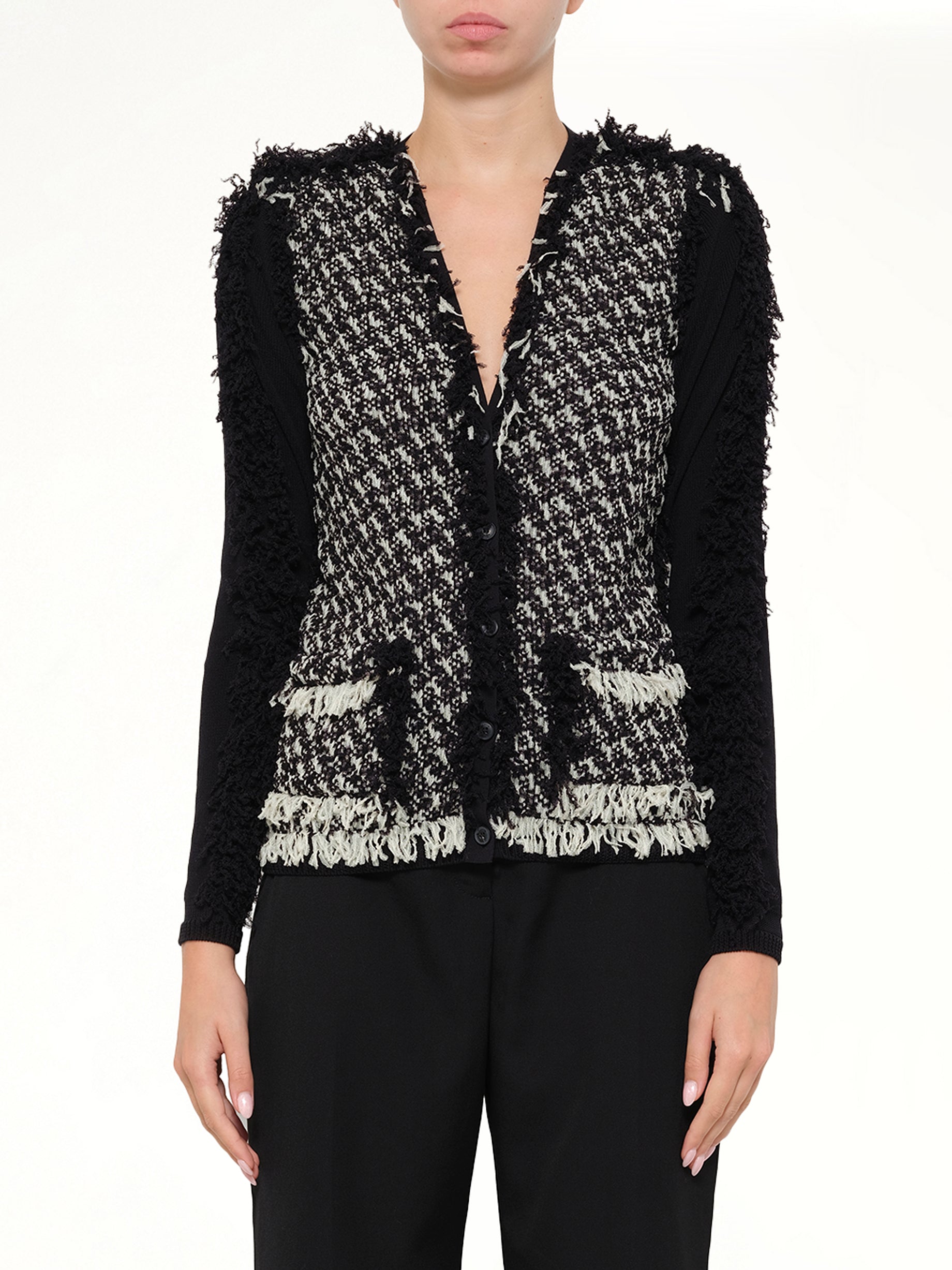 Image of Coats & Jackets. Product name - Lanvin Knitted Jacket in Black colour by brand - LANVIN