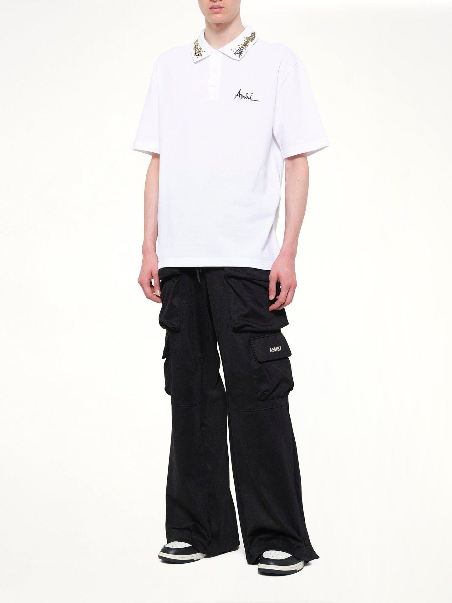 Amiri Floral Collar Polo (White)