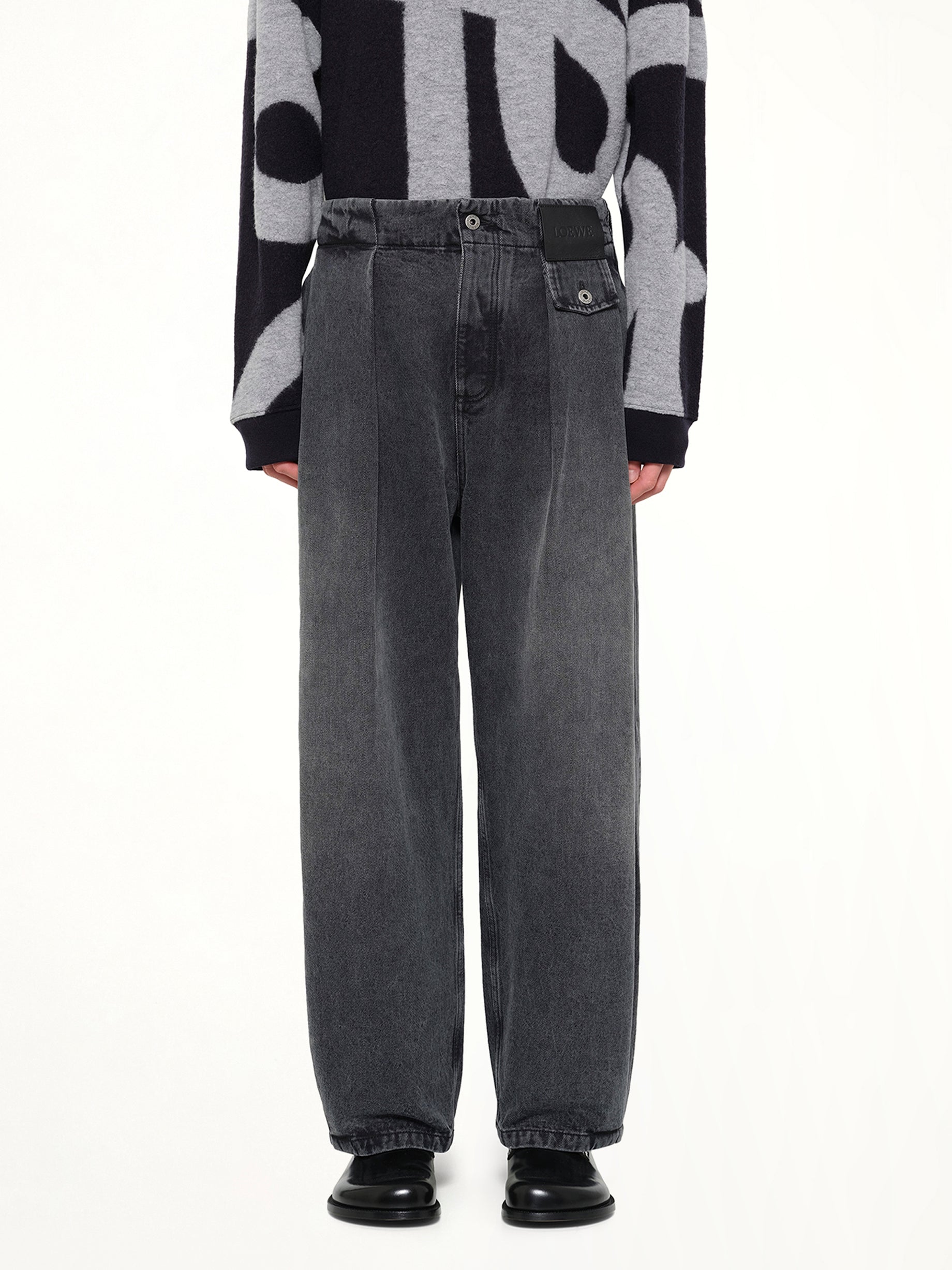 Image of Jeans. Product name - Belted Jeans AF in Black colour by brand - LOEWE