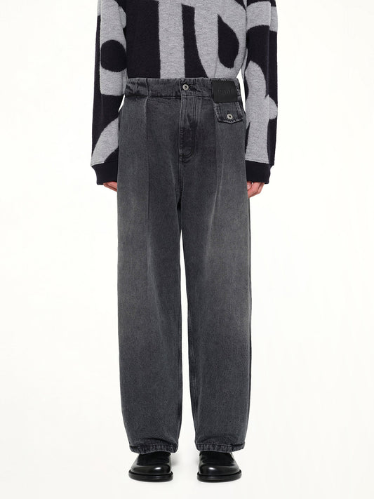 Image of Jeans. Product name - Belted Jeans AF in Black colour by brand - LOEWE