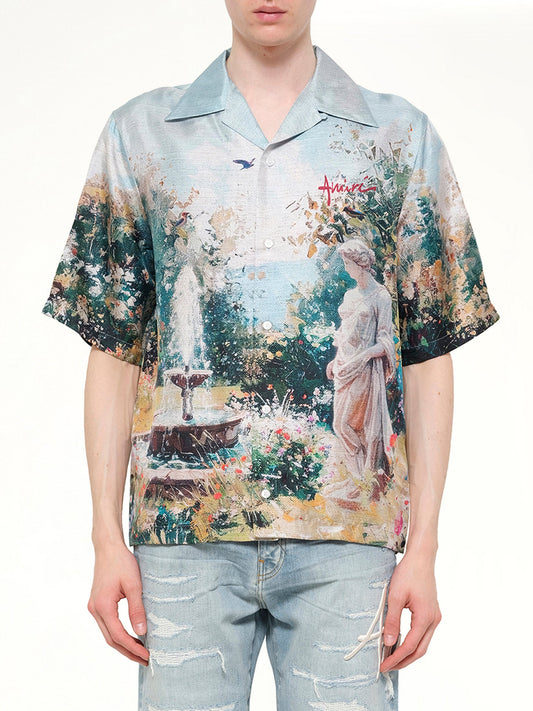 Image of Shirts. Product name - Chateau Fountain Camp Shirt in Green colour by brand - AMIRI
