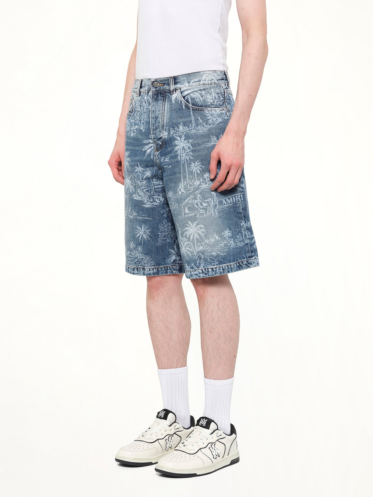 AMIRI Chateau Palms Denim Shorts (Indigo)