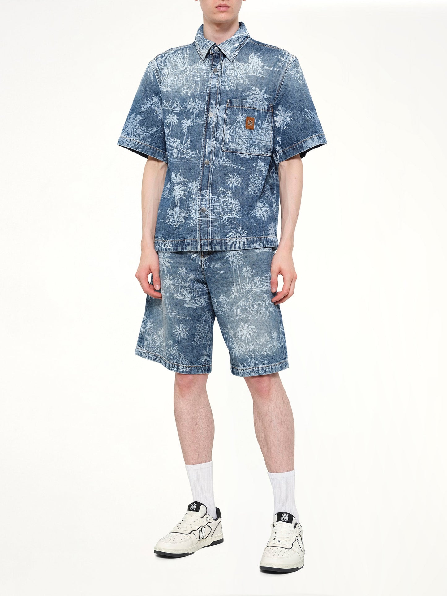 AMIRI Chateau Palms Denim Shorts (Indigo)