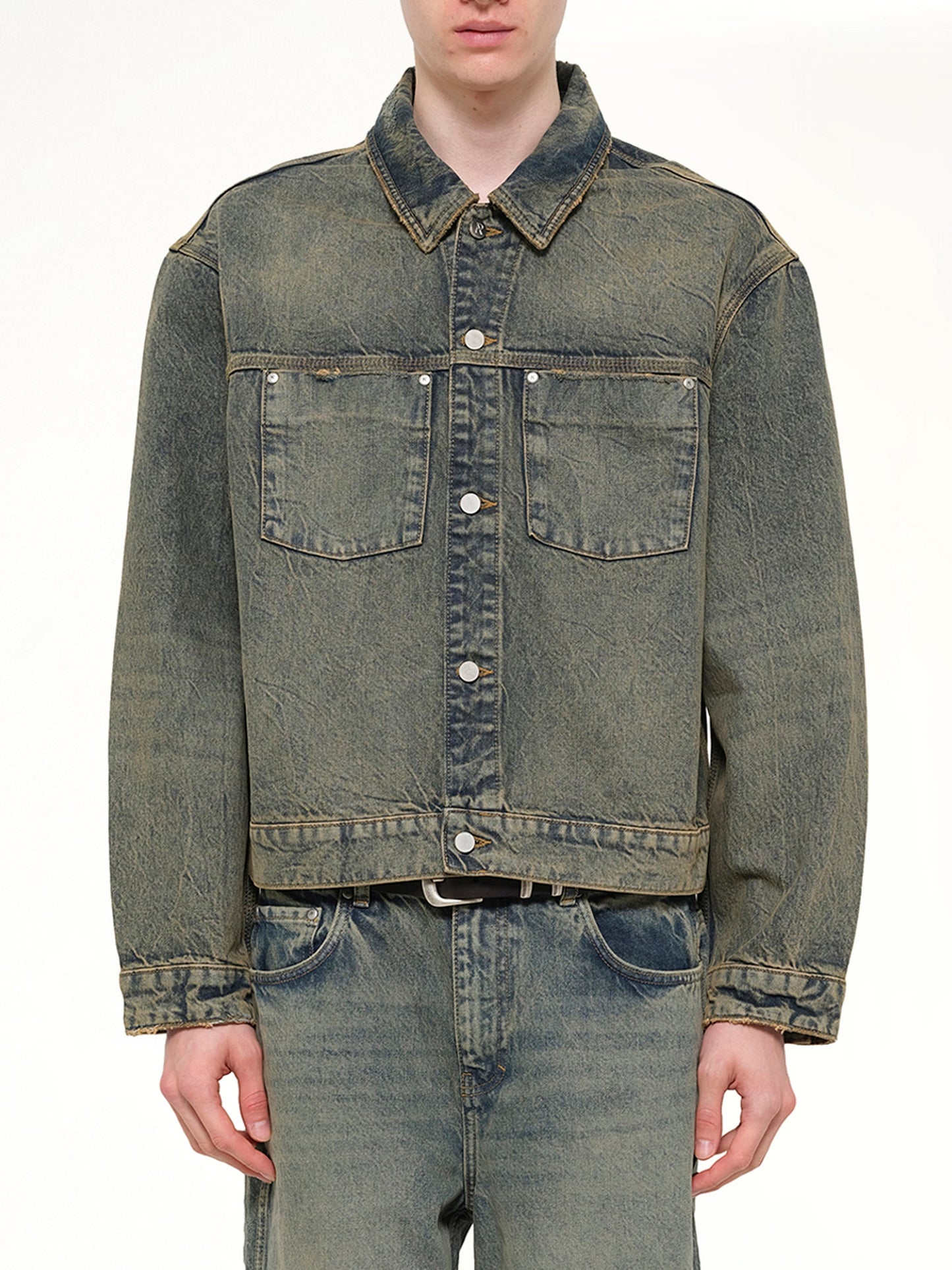 Image of Coats & Jackets. Product name - Denim Trucker in Blue colour by brand - REPRESENT