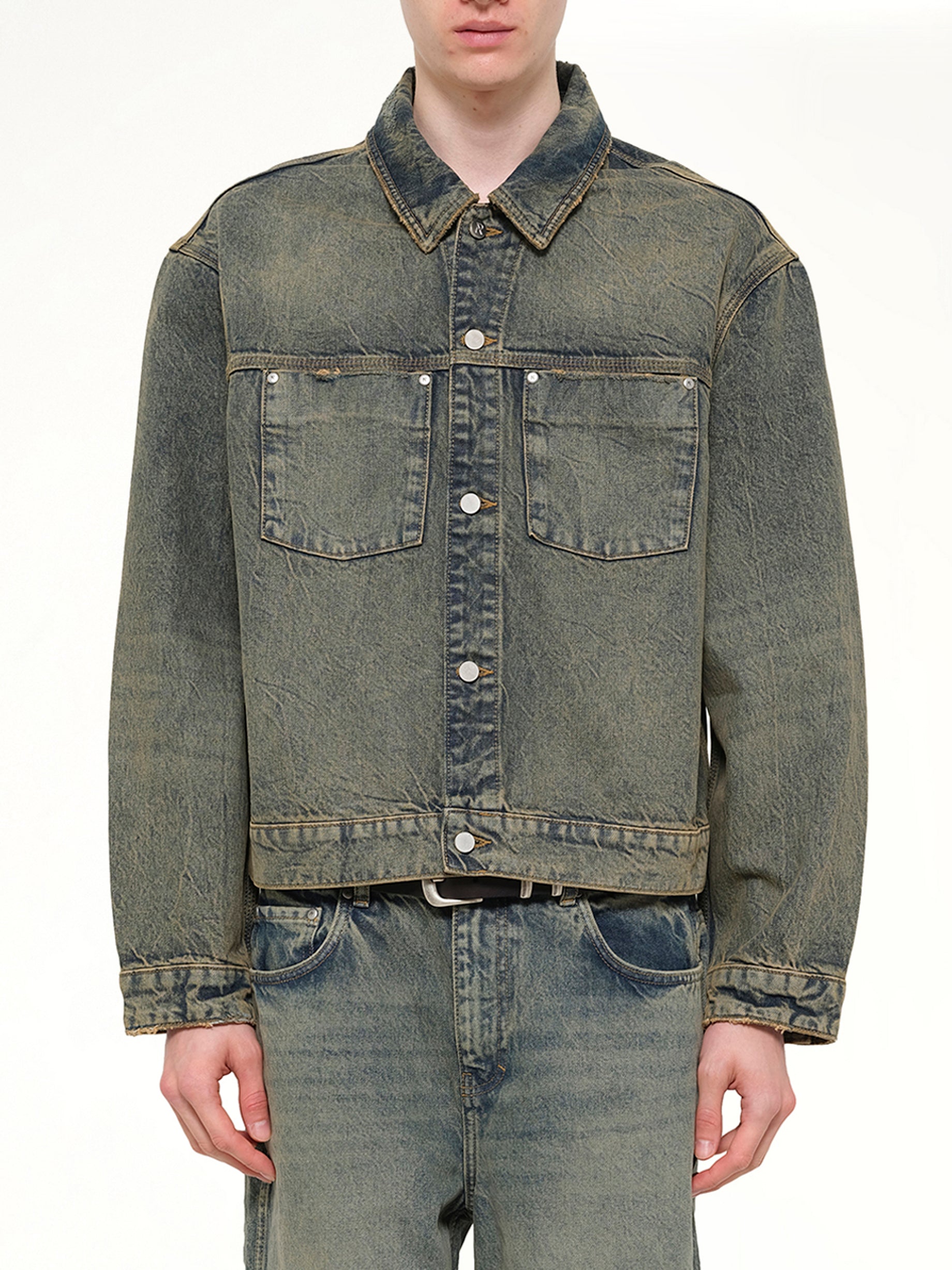 Image of Coats & Jackets. Product name - Denim Trucker in Blue colour by brand - REPRESENT