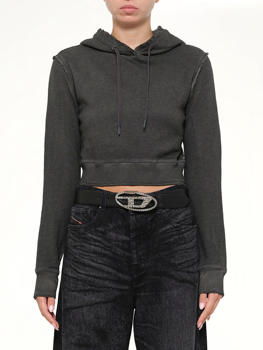 Image of a model wearing Outerwear. Product name - F-SLIMMY-HOOD-S3 Hoodie in Grey colour by brand - DIESEL