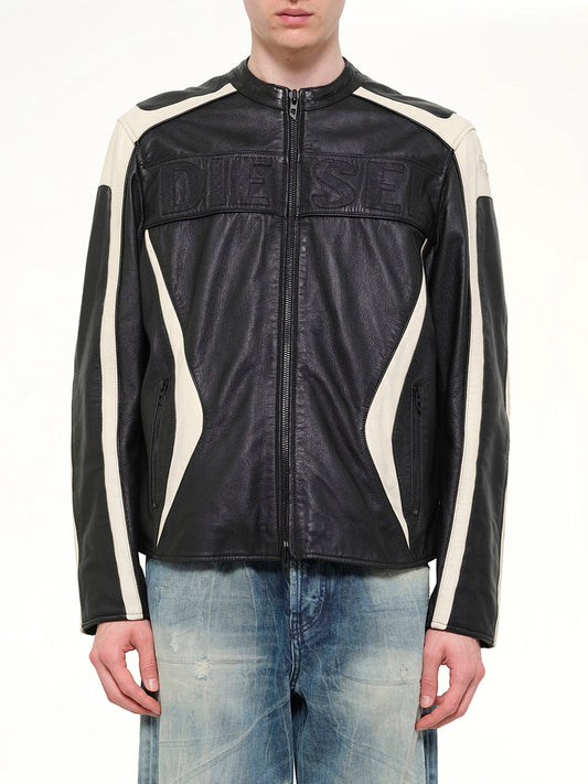Image of Coats & Jackets. Product name - L-ADAM Leather Jacket in Black colour by brand - DIESEL