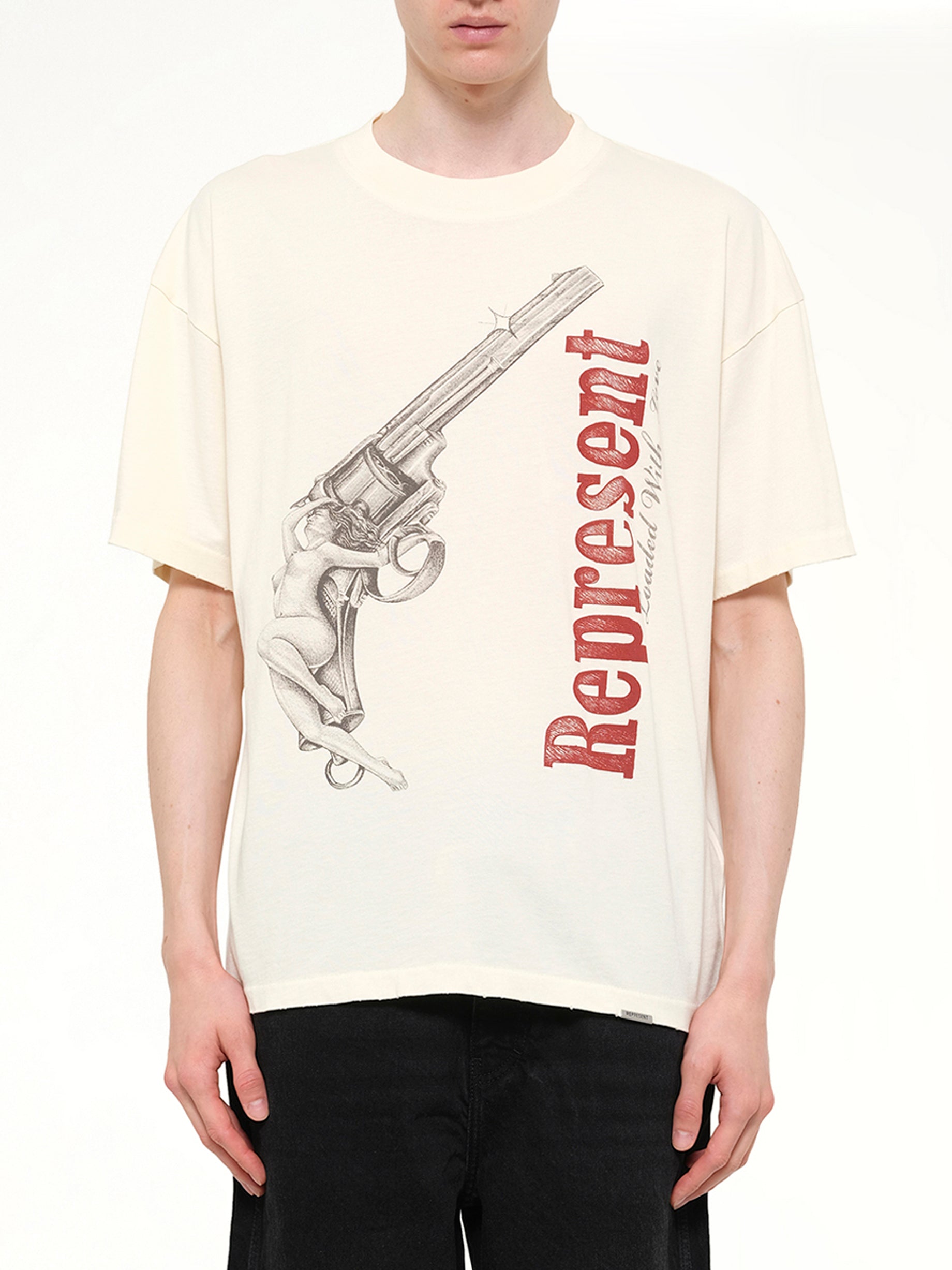 Image of T-Shirts. Product name - Loaded With Love T-Shirt in Cream colour by brand - REPRESENT