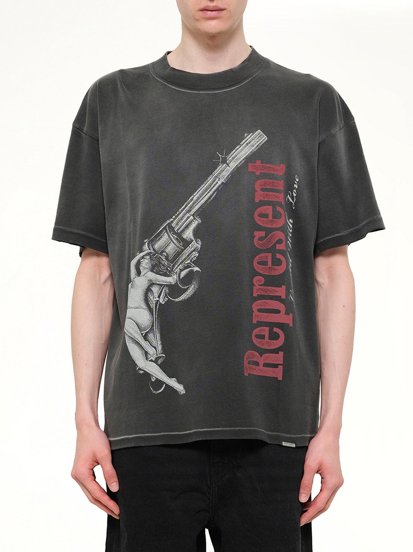 Image of T-Shirts. Product name - Loaded With Love T-Shirt in Black colour by brand - REPRESENT