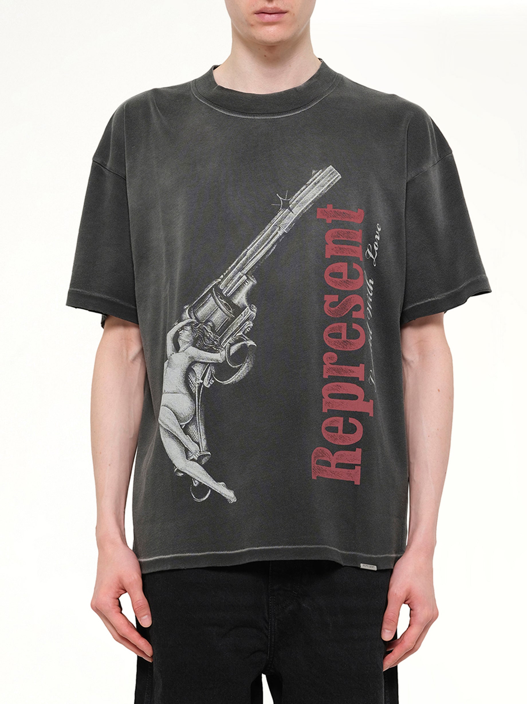 Image of T-Shirts. Product name - Loaded With Love T-Shirt in Black colour by brand - REPRESENT