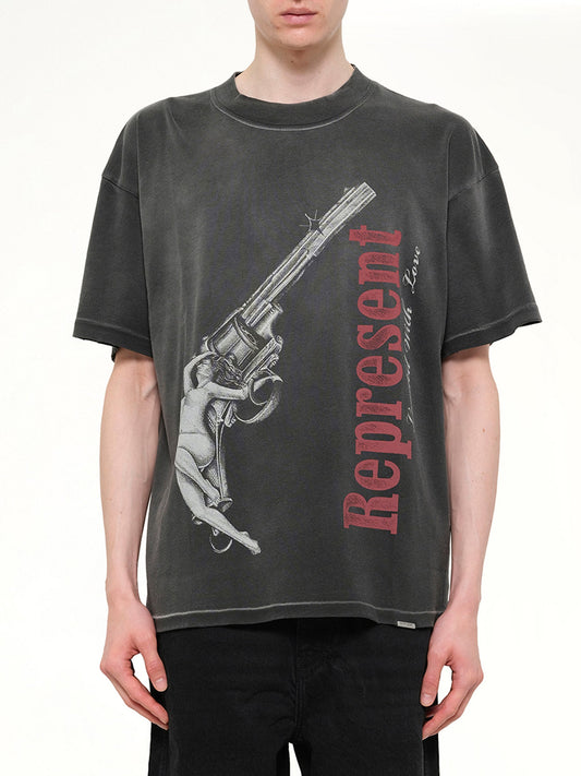 Image of T-Shirts. Product name - Loaded With Love T-Shirt in Black colour by brand - REPRESENT