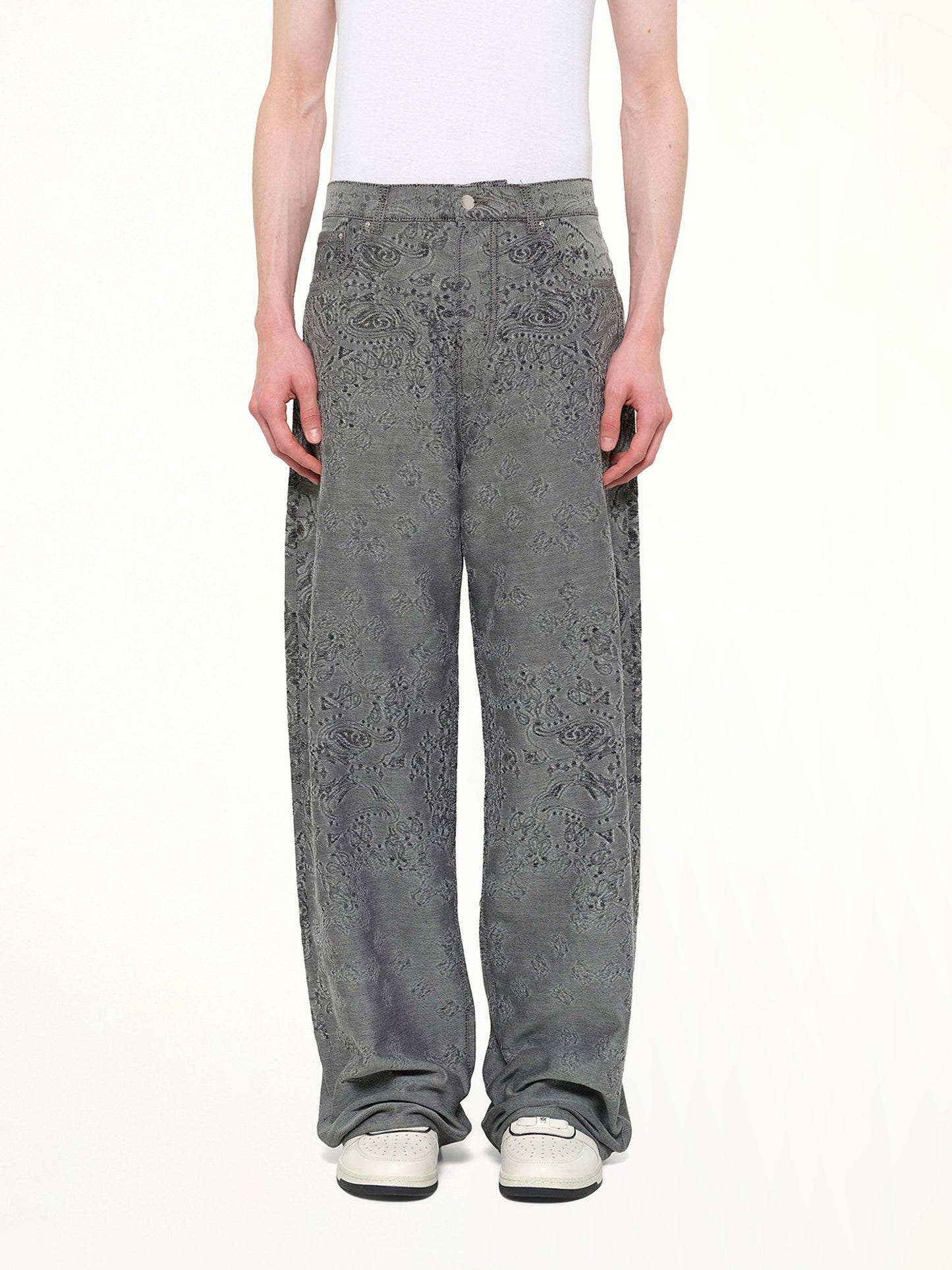 Image of Jeans. Product name - MA Quad Bandana Baggy Jeans in Black colour by brand - AMIRI