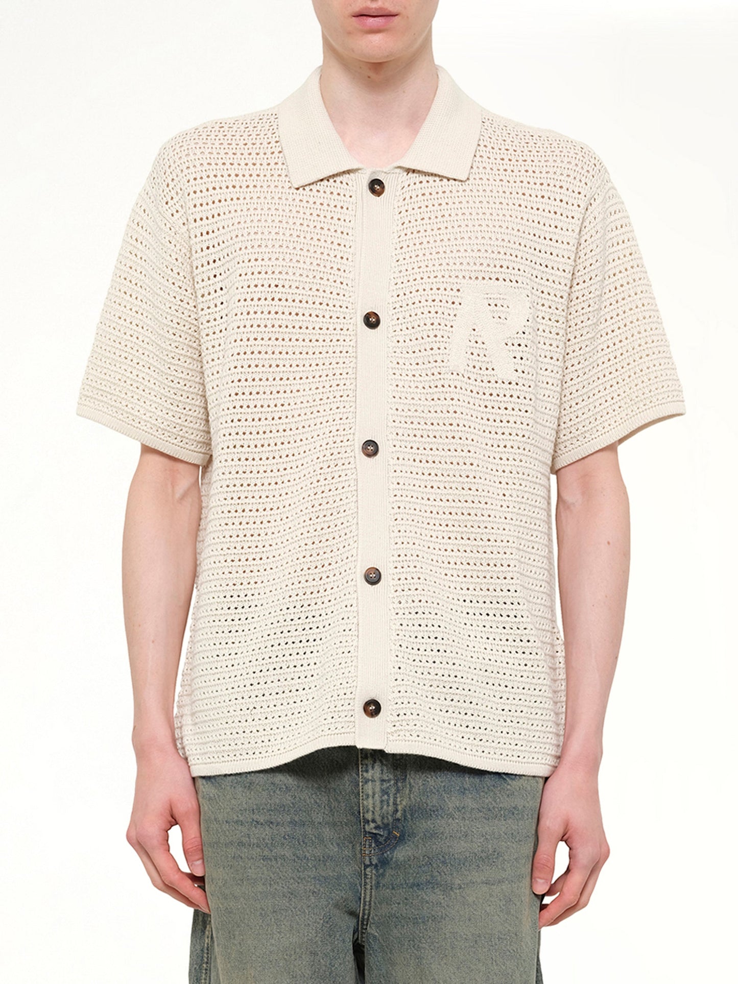 Image of Shirts. Product name - Pico Knit Shirt in White colour by brand - REPRESENT