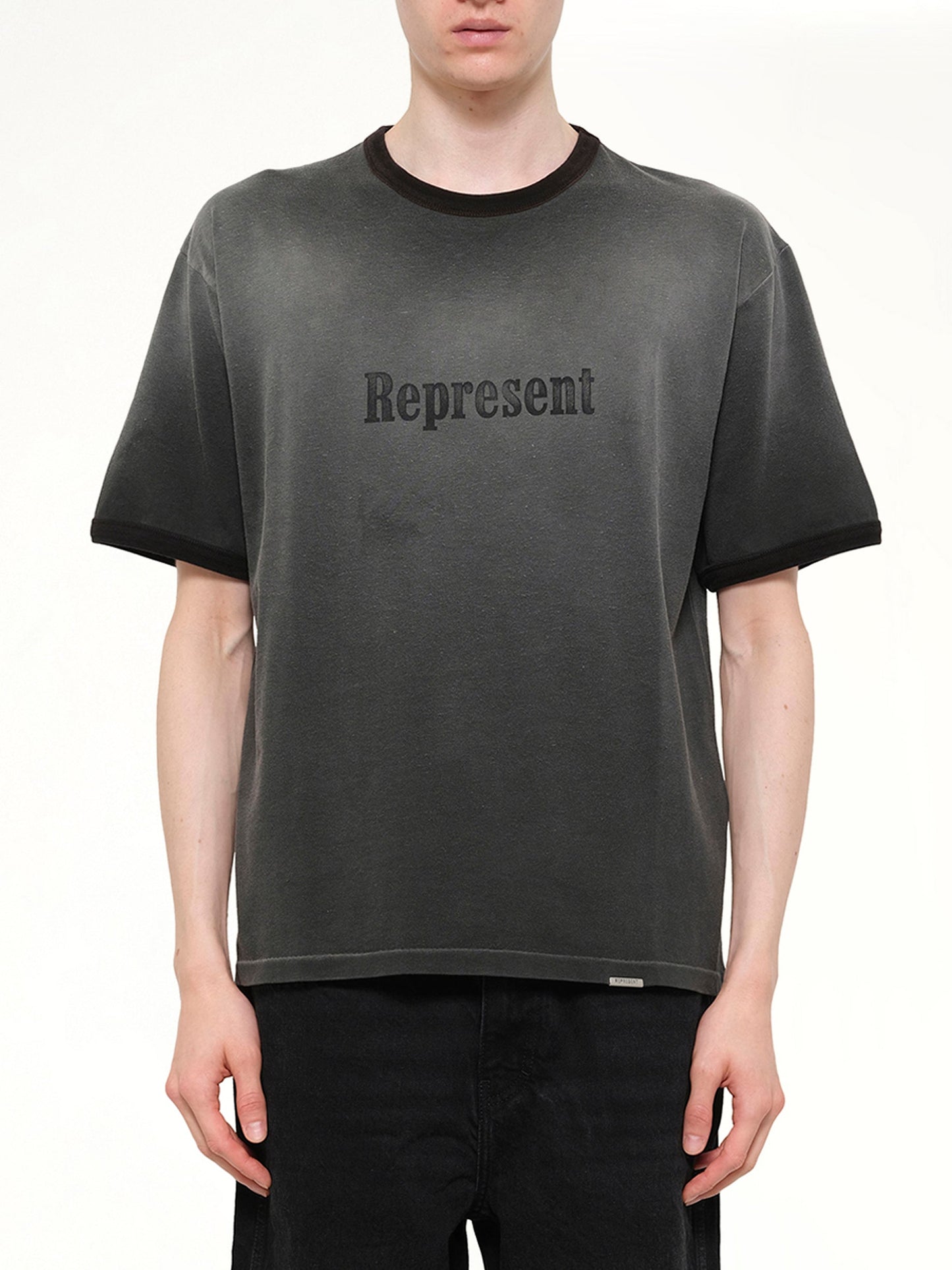 Image of T-Shirts. Product name - Represent Ringer T-Shirt in Black colour by brand - REPRESENT