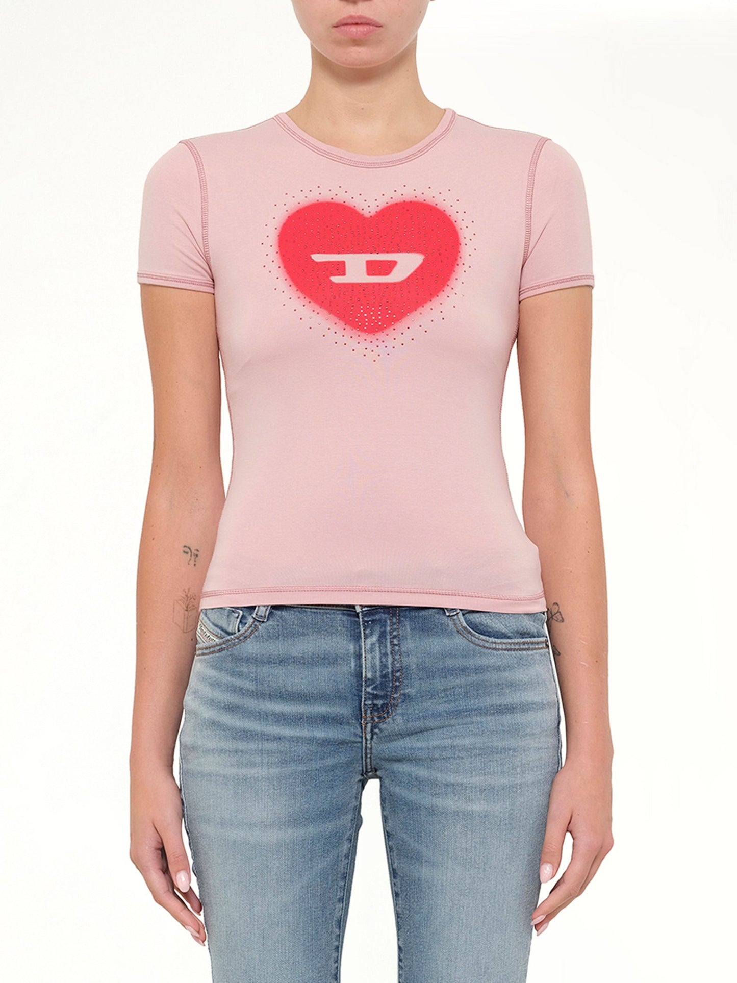 Image of T-Shirts. Product name - T-UNCUTIES-LONG-S5 T-Shirt in Pink colour by brand - DIESEL