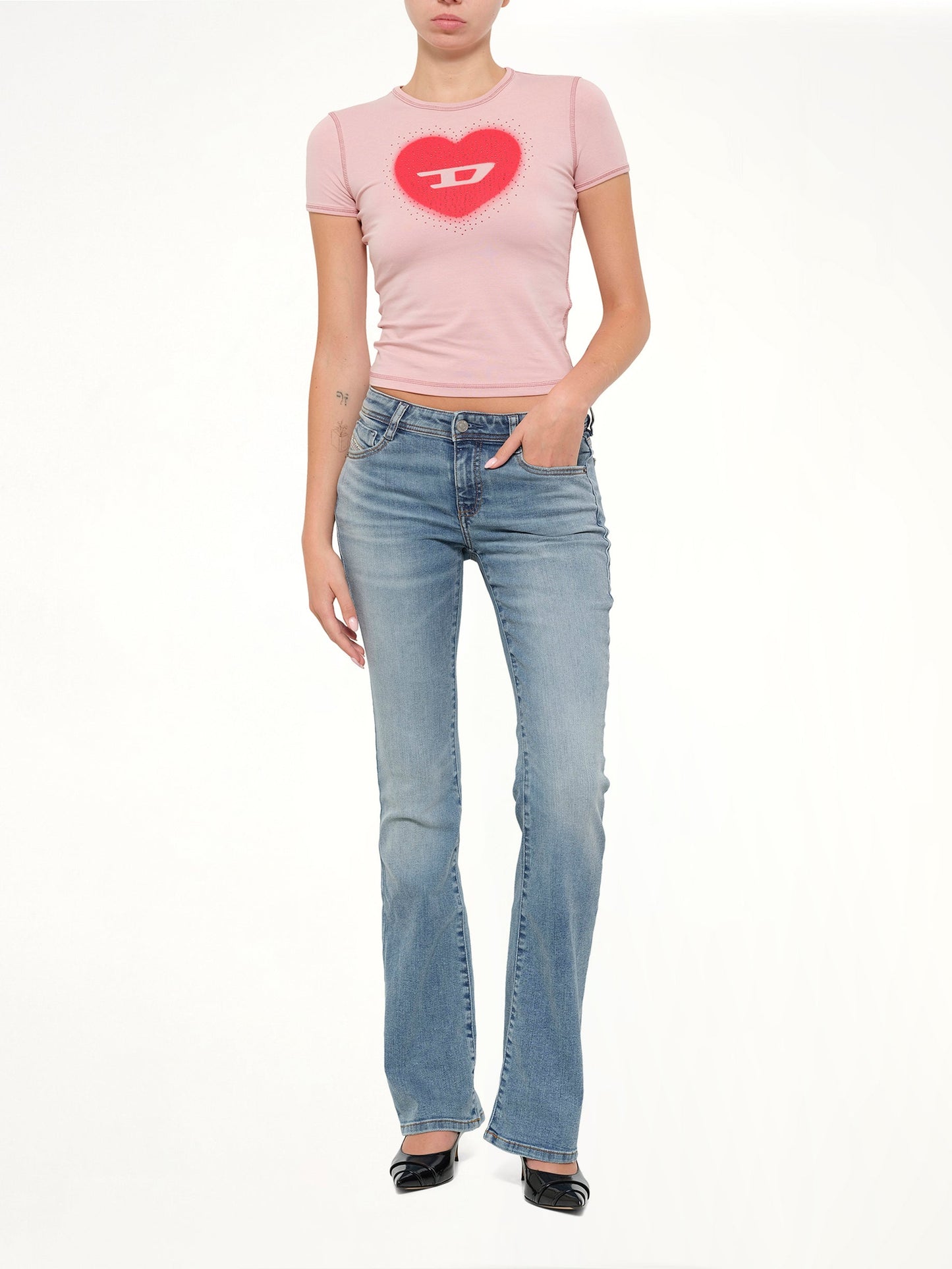 DIESEL T-UNCUTIES-LONG-S5 T-Shirt (Pink)