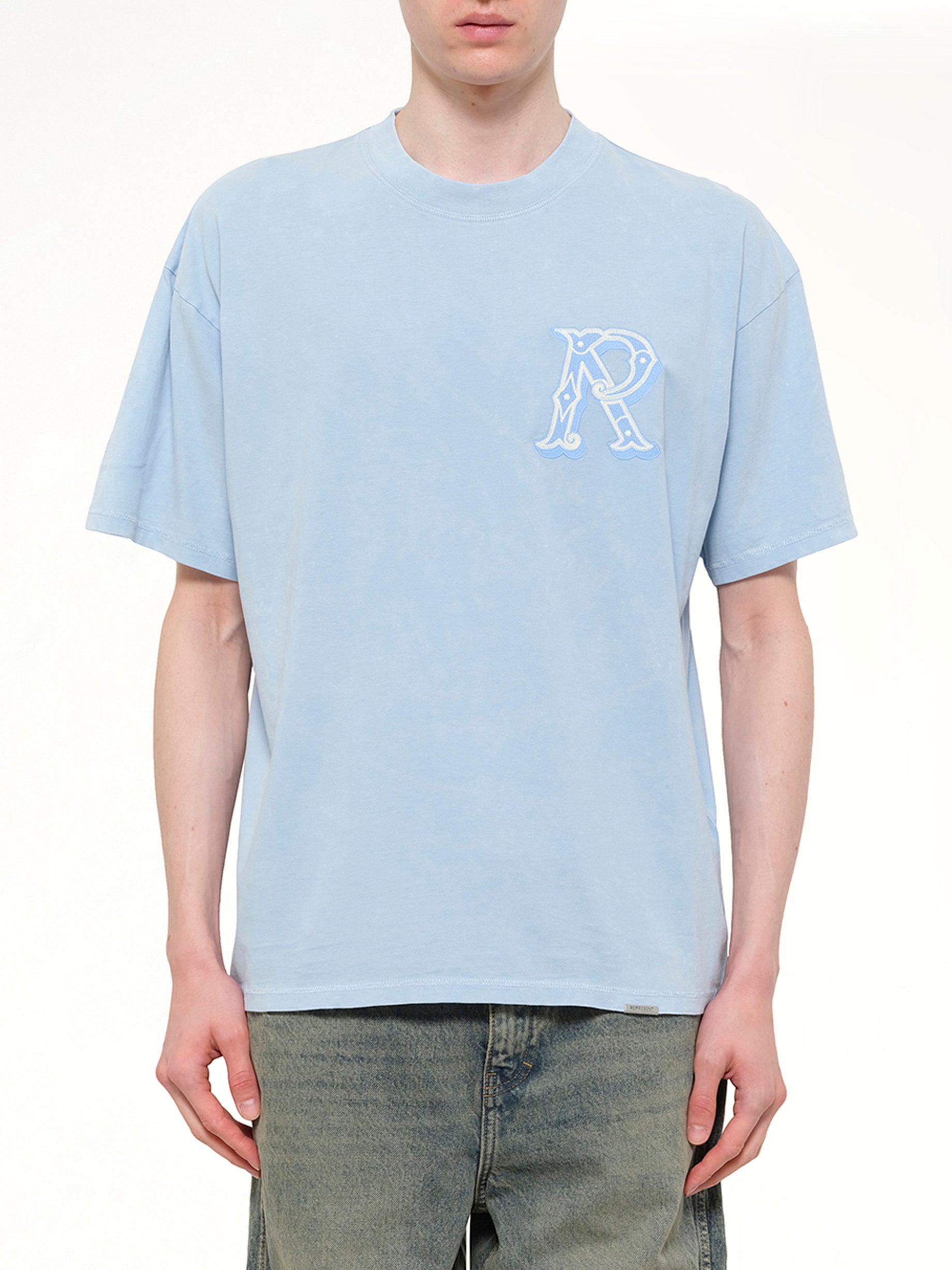 Image of T-Shirts. Product name - Western Initial T-Shirt in Blue colour by brand - REPRESENT