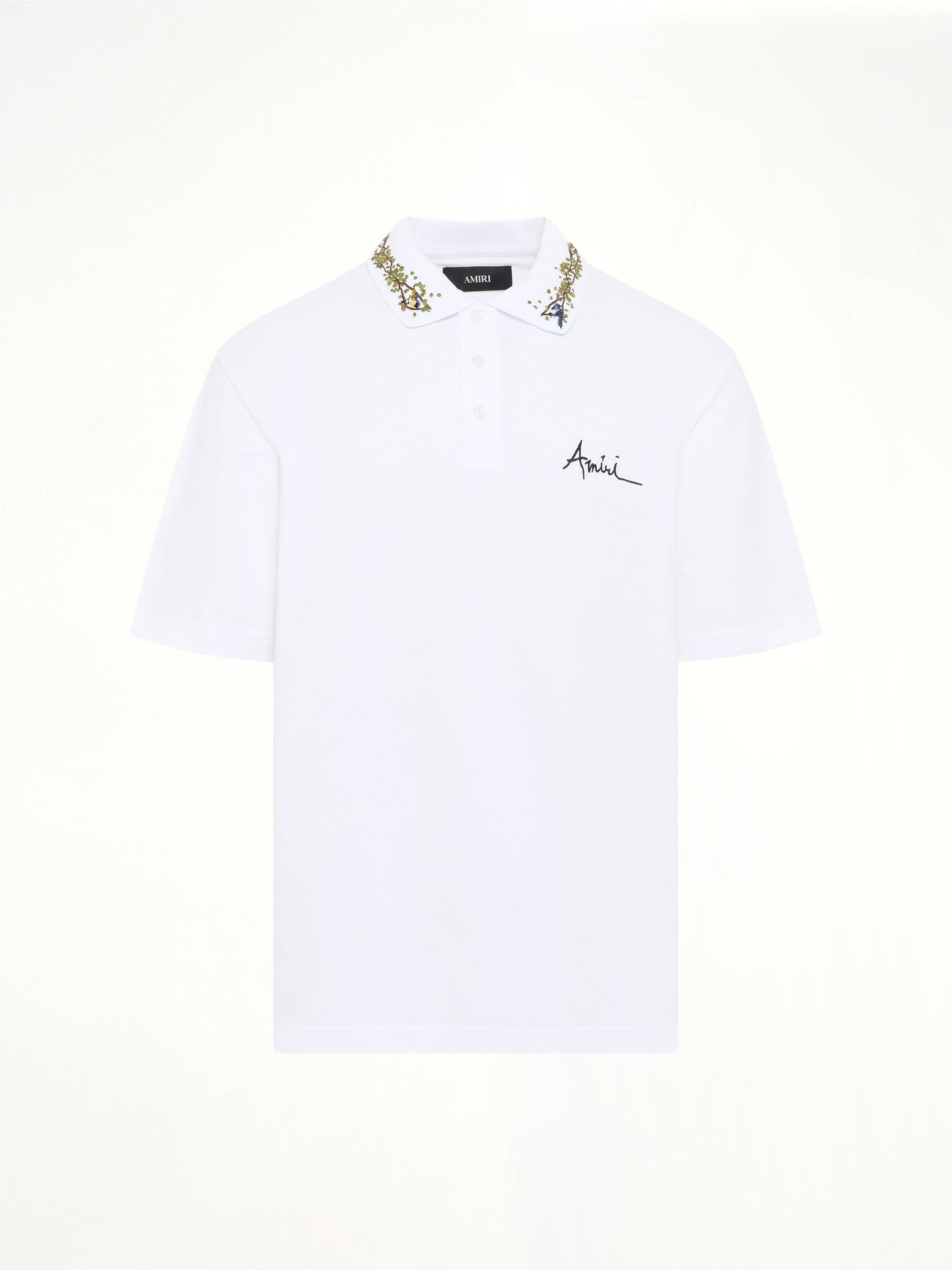 Amiri Floral Collar Polo (White)