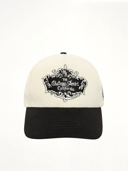 Image of Hats. Product name - Chateau Crest Denim Hat in Black colour by brand - AMIRI