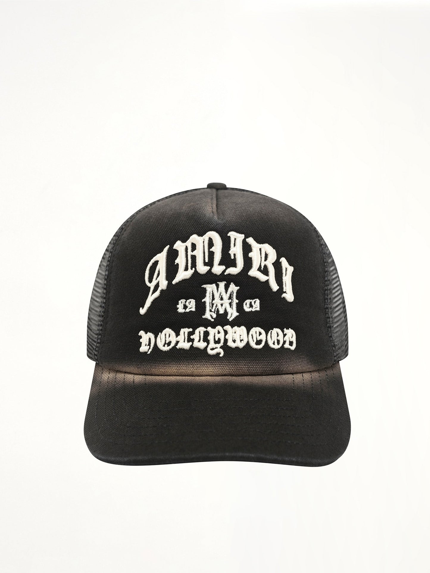 Image of Hats. Product name - Faded Amiri Hollywood Trucker Hat in Black colour by brand - AMIRI