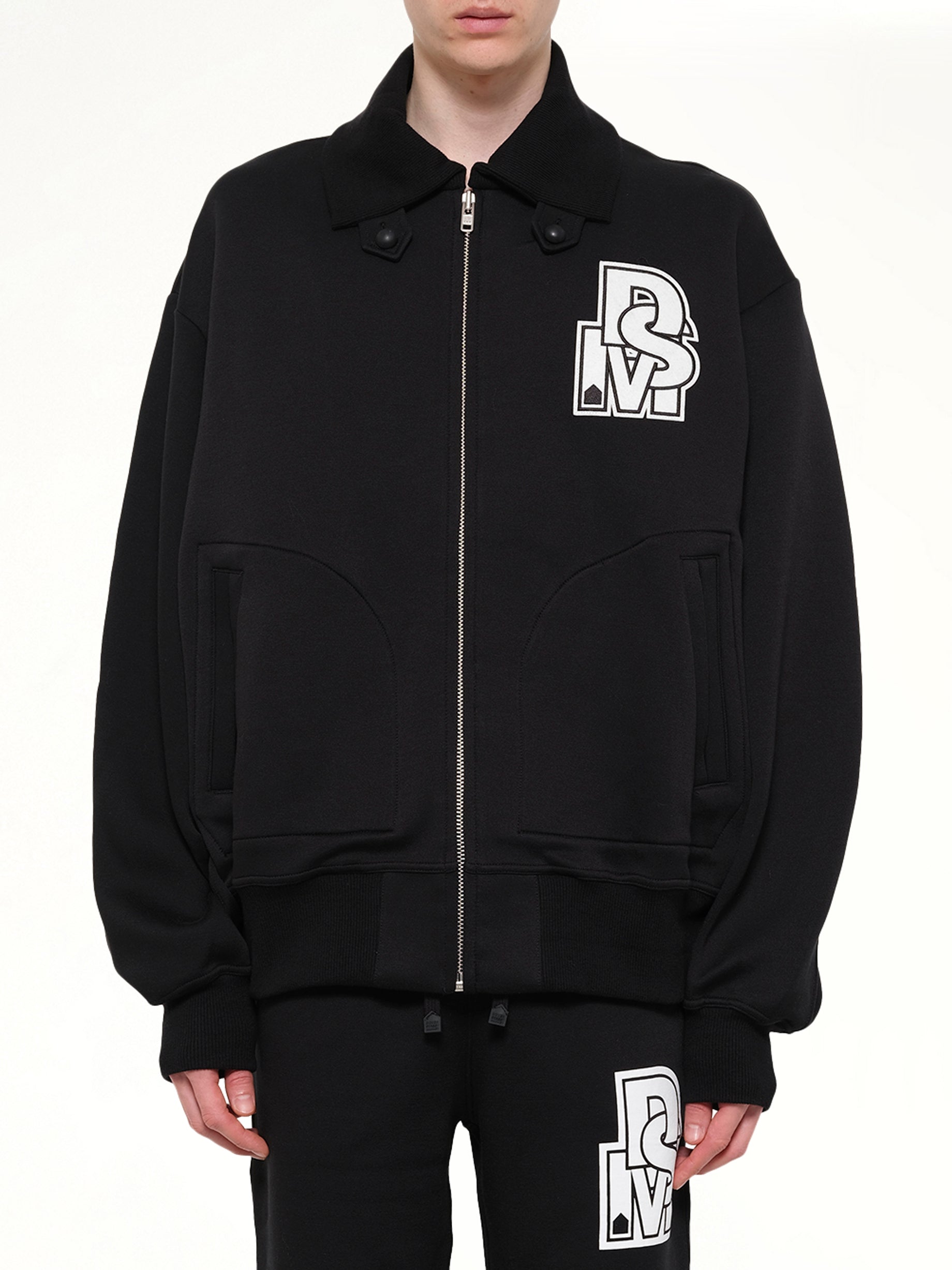 Image of Coats & Jackets. Product name - Doublet Knit Varsity Jacket in Black colour by brand - DSM KEI NINOMIYA