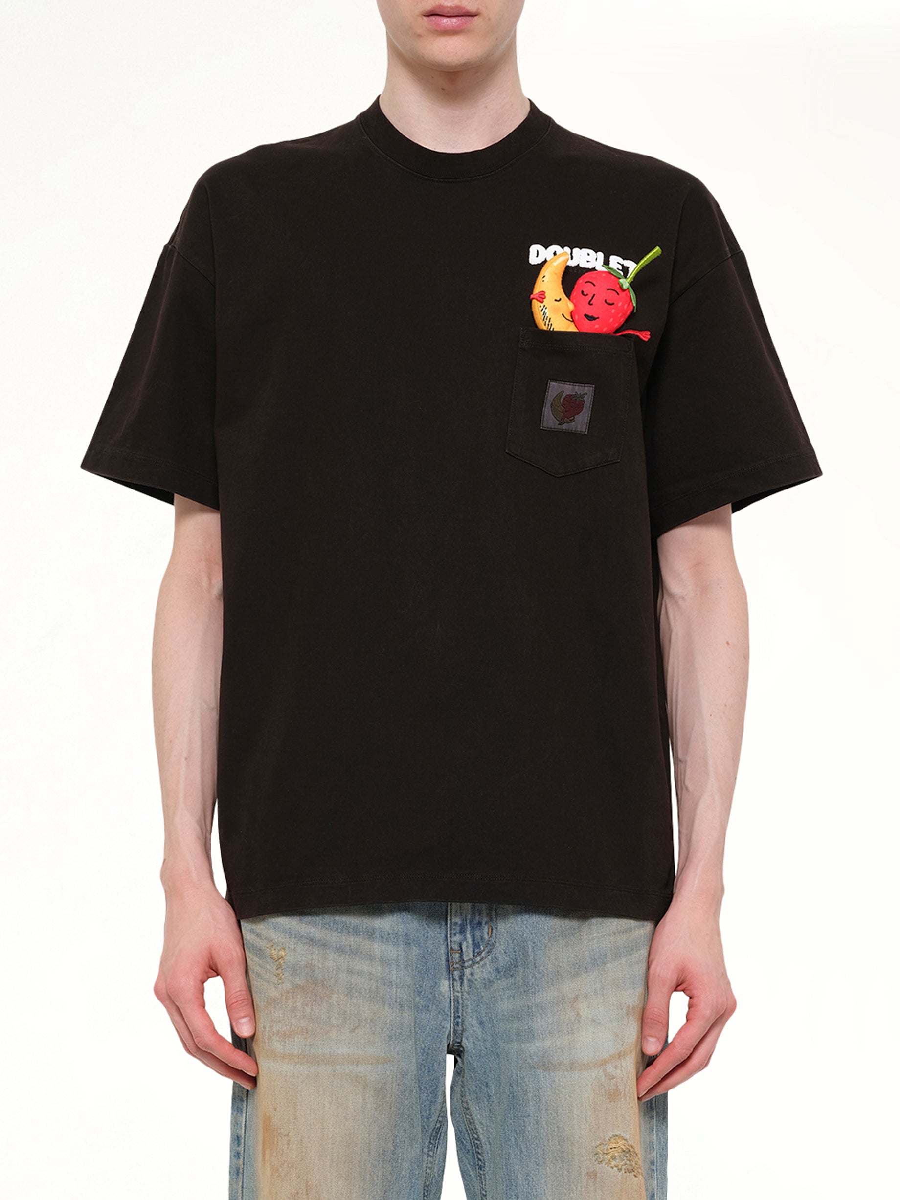 Image of T-Shirts. Product name - Mud-Dyed T-Shirt With SHFU in Brown colour by brand - DOUBLET