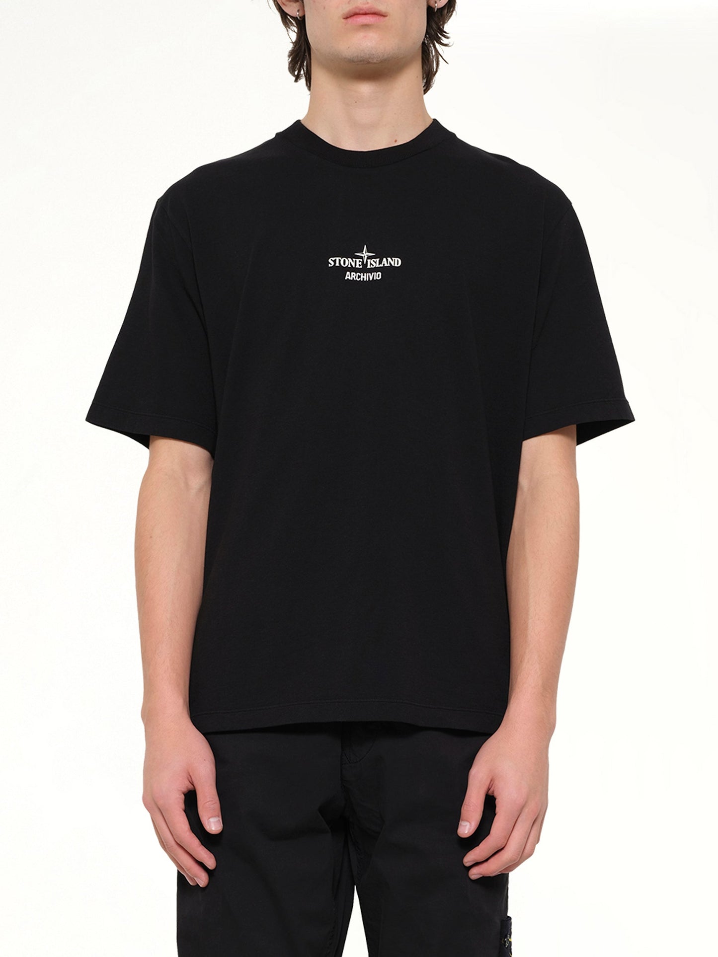Image of T-Shirts. Product name - 2100023 SS T-Shirt in Black colour by brand - STONE ISLAND