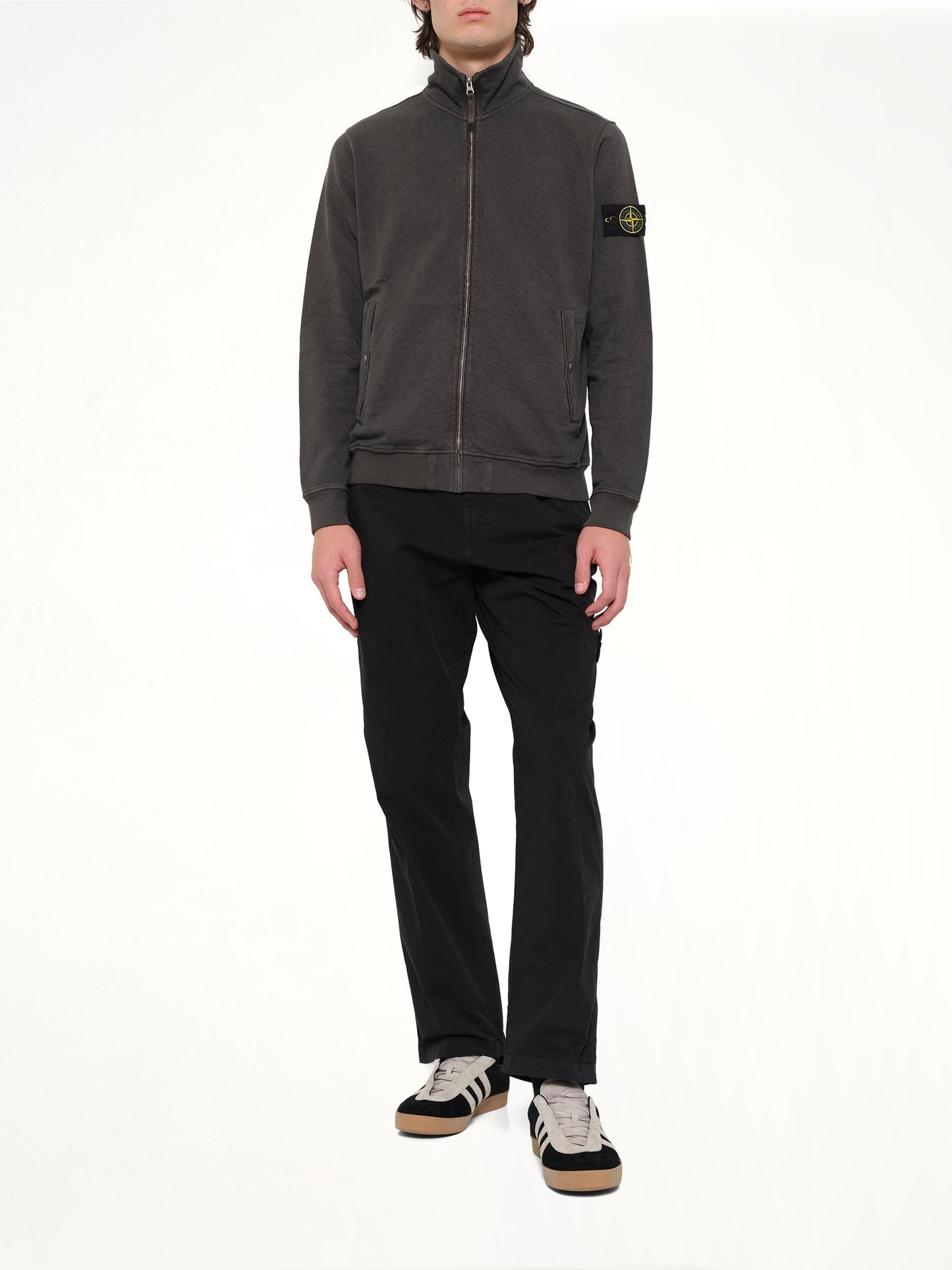 STONE ISLAND 6100033 Zip Up Cardigan (Grey)