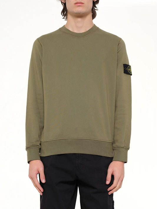 Image of a model wearing Outerwear. Product name - 6100060 Sweatshirt in Green colour by brand - STONE ISLAND
