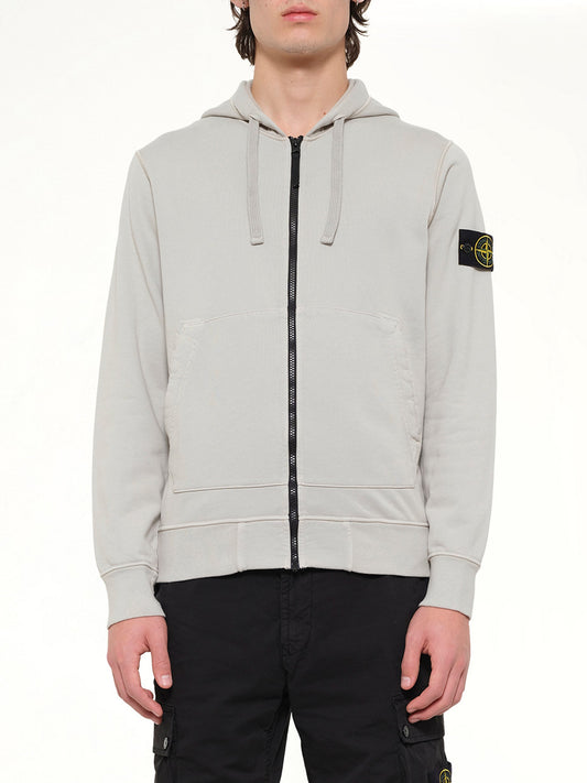 Image of a model wearing Outerwear. Product name - 6100061 Hoodie Sweater in Grey colour by brand - STONE ISLAND