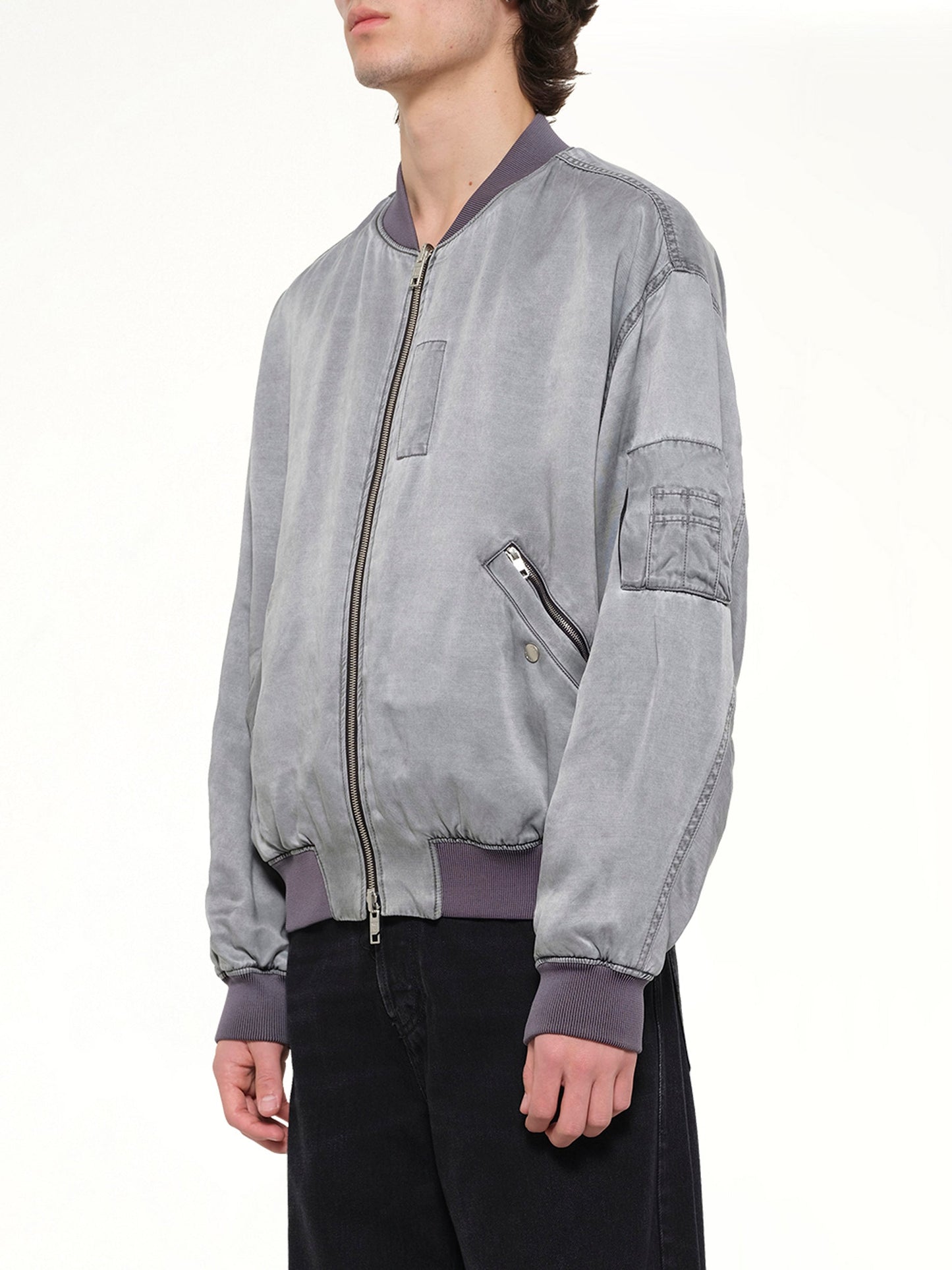 WOOYOUNGMI Cupro Bomber Jacket (Grey)