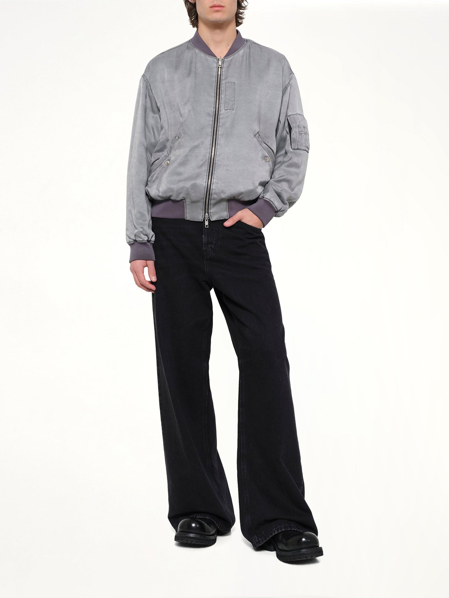 WOOYOUNGMI Cupro Bomber Jacket (Grey)