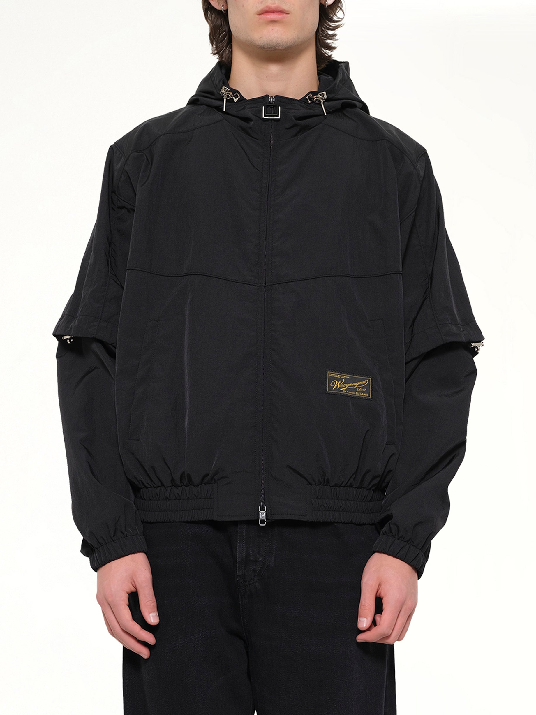 Image of Coats & Jackets. Product name - Detachable Sleeve Windbreaker in Black colour by brand - WOOYOUNGMI