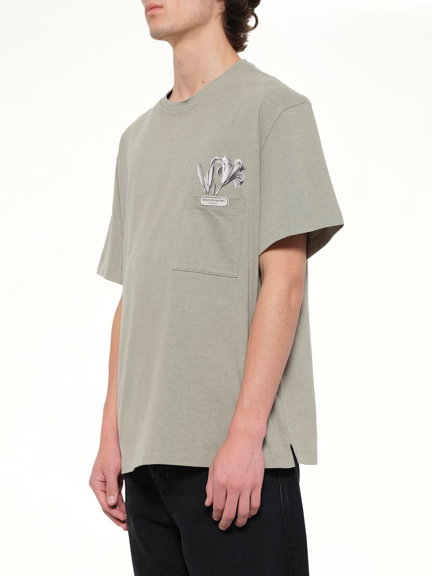 WOOYOUNGMI Flower Print T-Shirt (Khaki)