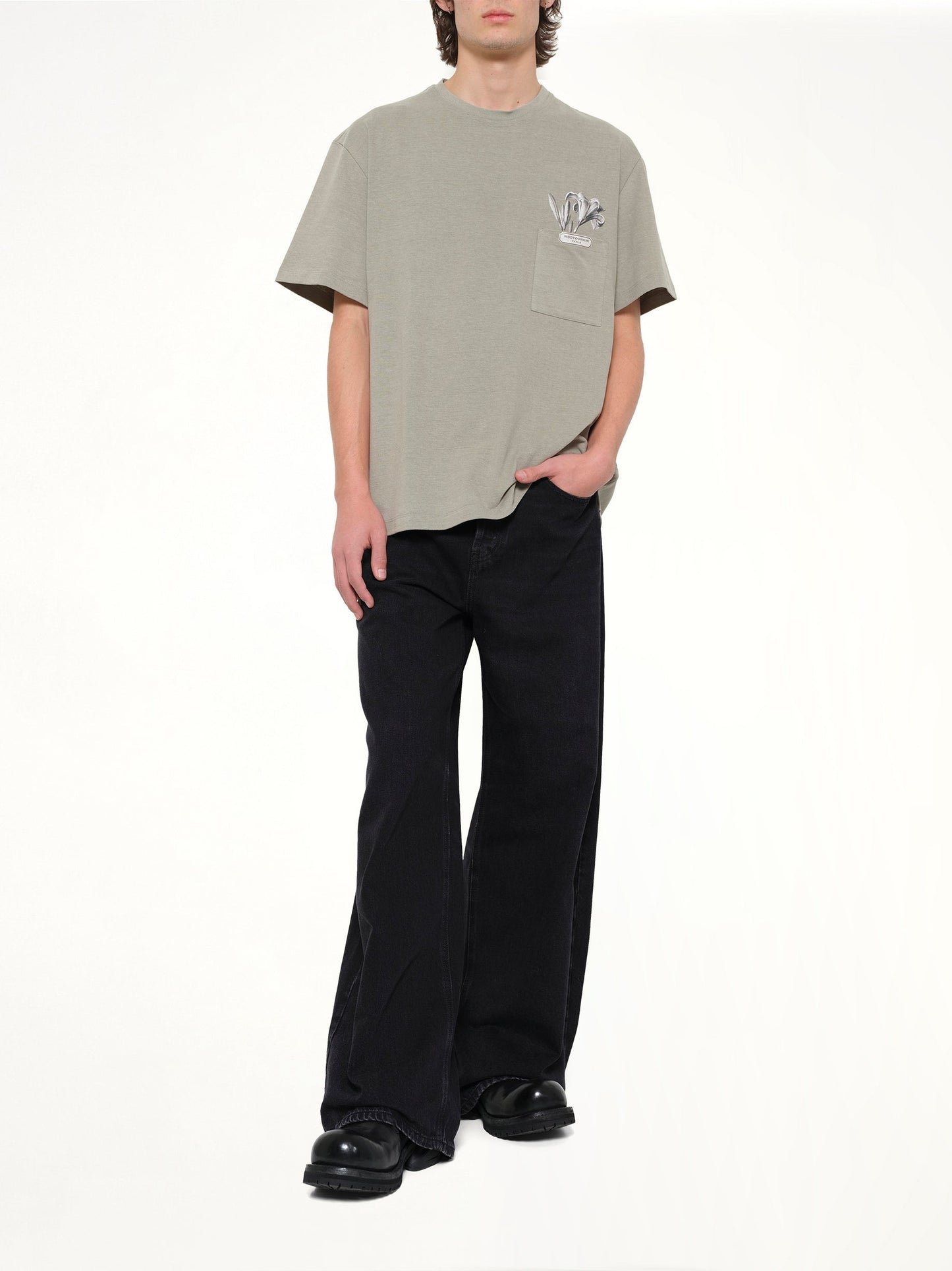 WOOYOUNGMI Flower Print T-Shirt (Khaki)