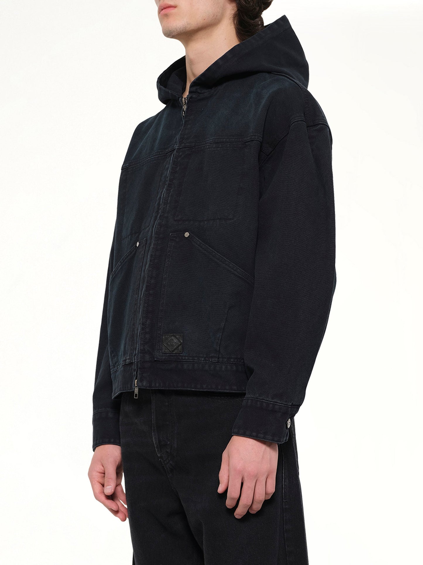 WOOYOUNGMI Hooded Work Jacket (Navy)