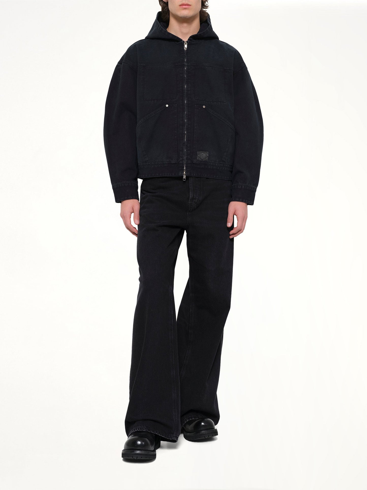 WOOYOUNGMI Hooded Work Jacket (Navy)