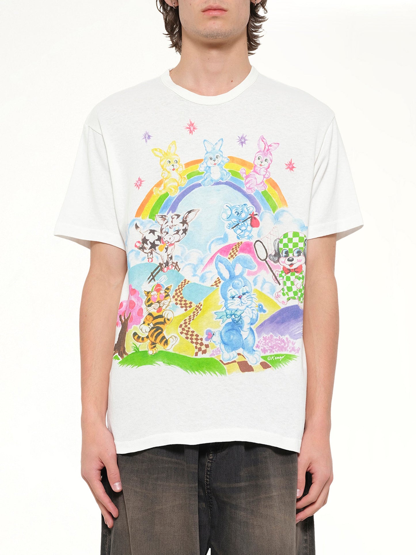 Image of T-Shirts. Product name - Kenzo Cartoon Classic T-Shirt in White colour by brand - KENZO