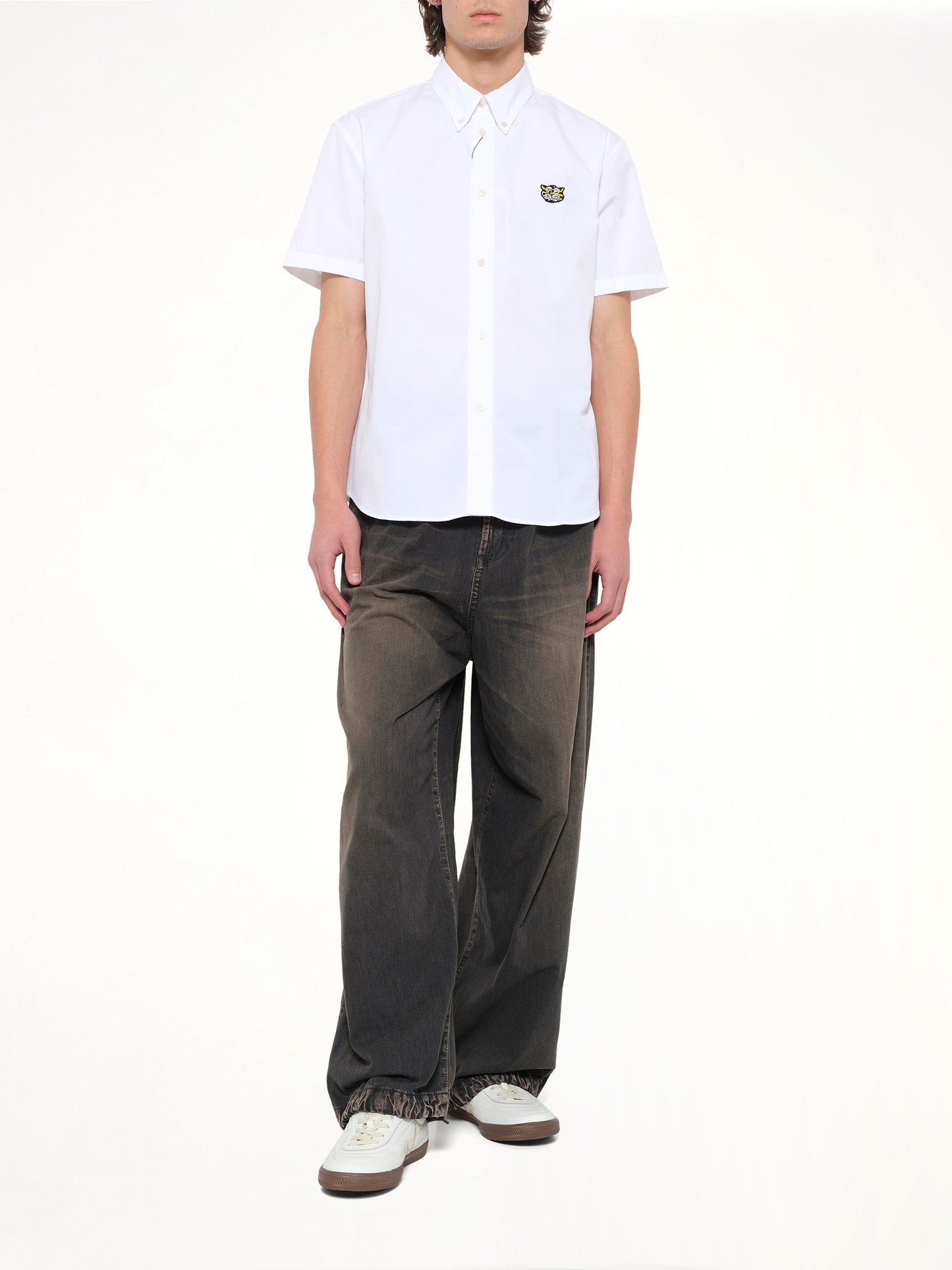Kenzo Wild Tiger Crest Short Sleeve Shirt (White)