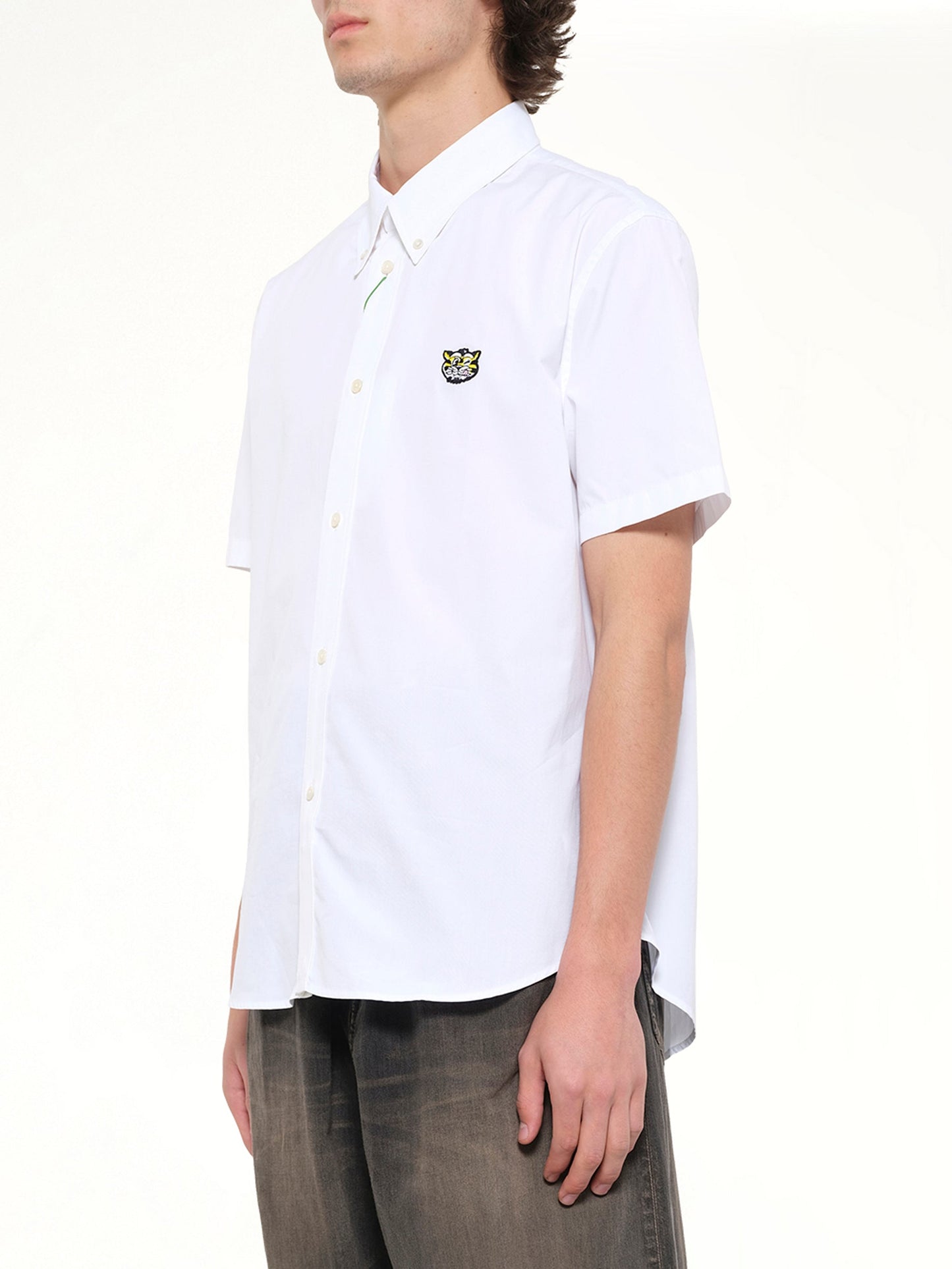 Kenzo Wild Tiger Crest Short Sleeve Shirt (White)