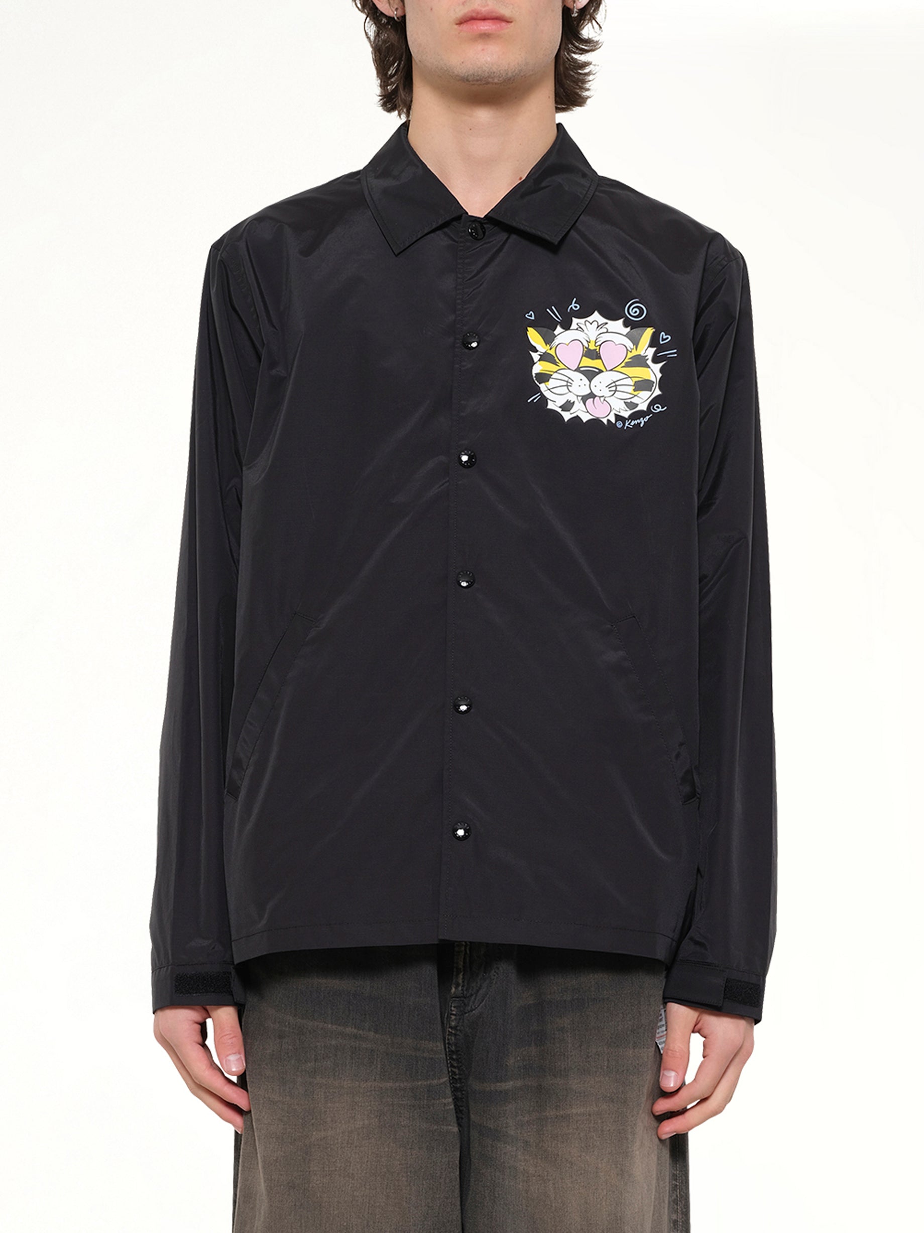 Image of Coats & Jackets. Product name - Kenzo Wild Tiger Light Coach Jacket in Black colour by brand - KENZO