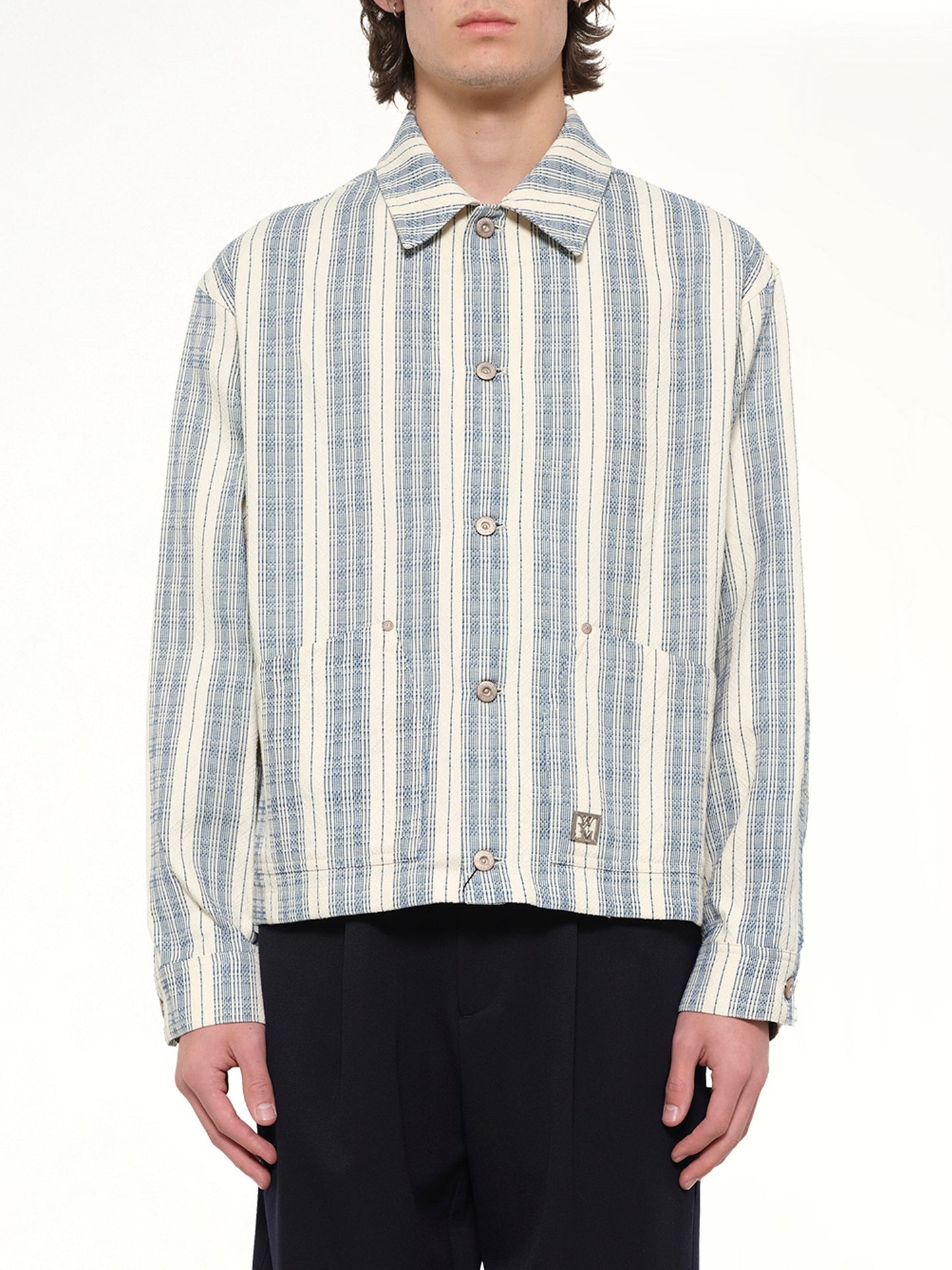 Image of Shirts. Product name - Stripe Shirt in White colour by brand - WOOYOUNGMI