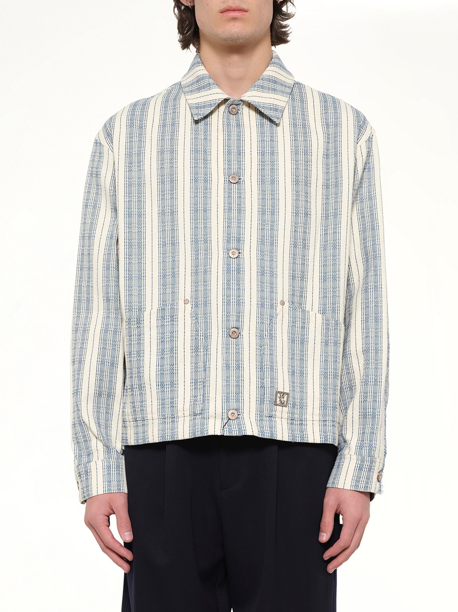 Image of Shirts. Product name - Stripe Shirt in White colour by brand - WOOYOUNGMI