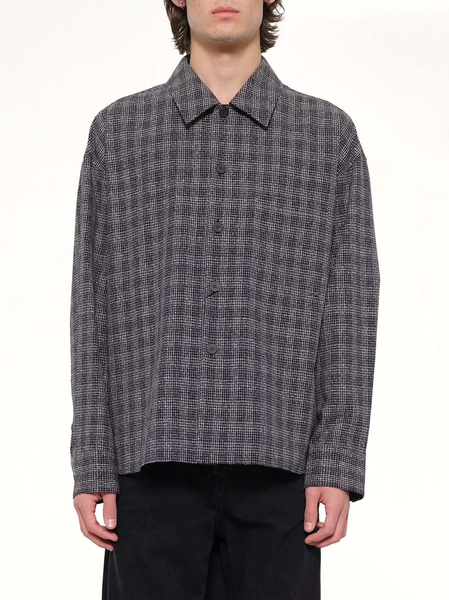 Image of Shirts. Product name - Tweed Shirt in Black colour by brand - WOOYOUNGMI