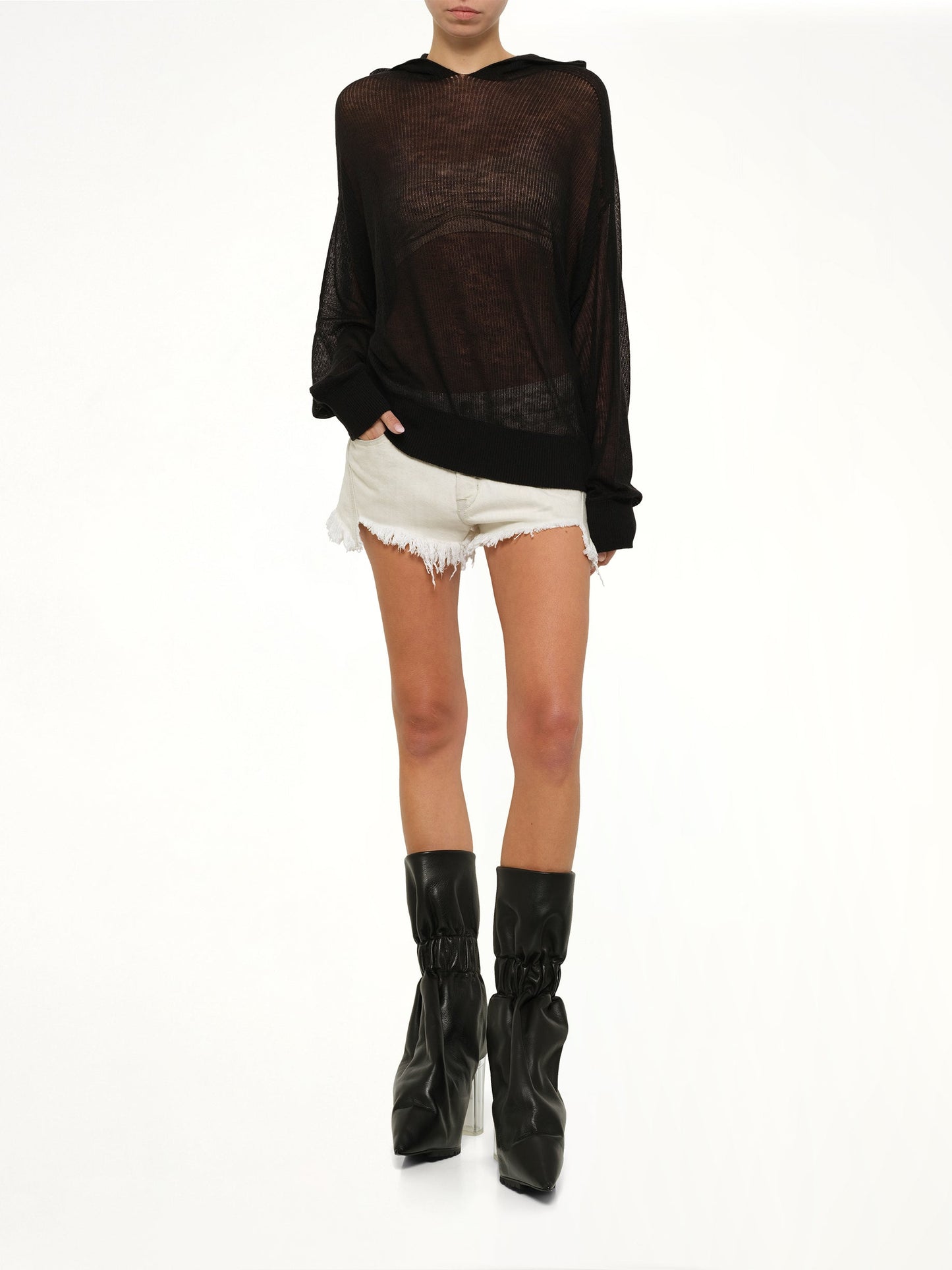 RICK OWENS Bias Cutoffs (White)